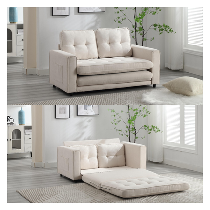 Beige Three-Fold Convertible Sofa