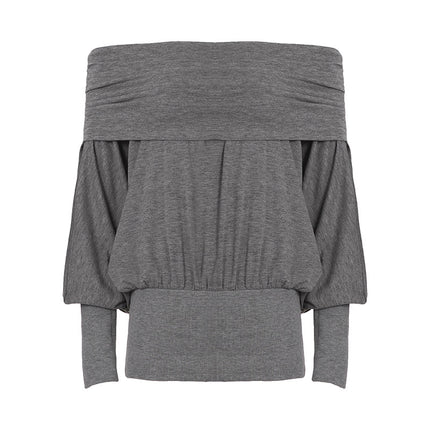 Solid color basic lapel batwing sleeve top