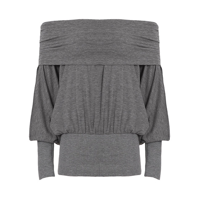 Solid color basic lapel batwing sleeve top