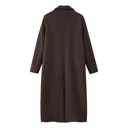 Dark Brown Notch Lapel Long Coat