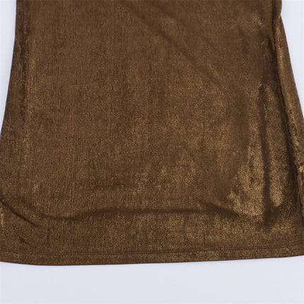 Golden Drape Halter Maxi Dress